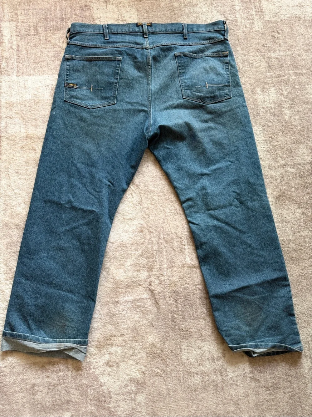Ariat Rebar M4 Relaxed Boot Cut Jeans Mens 42x32 Med. Wash Work Denim Loop Lock